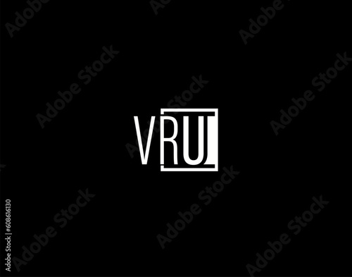 VRU Logo and Graphics Design, Modern and Sleek Vector Art and Icons isolated on black background photo