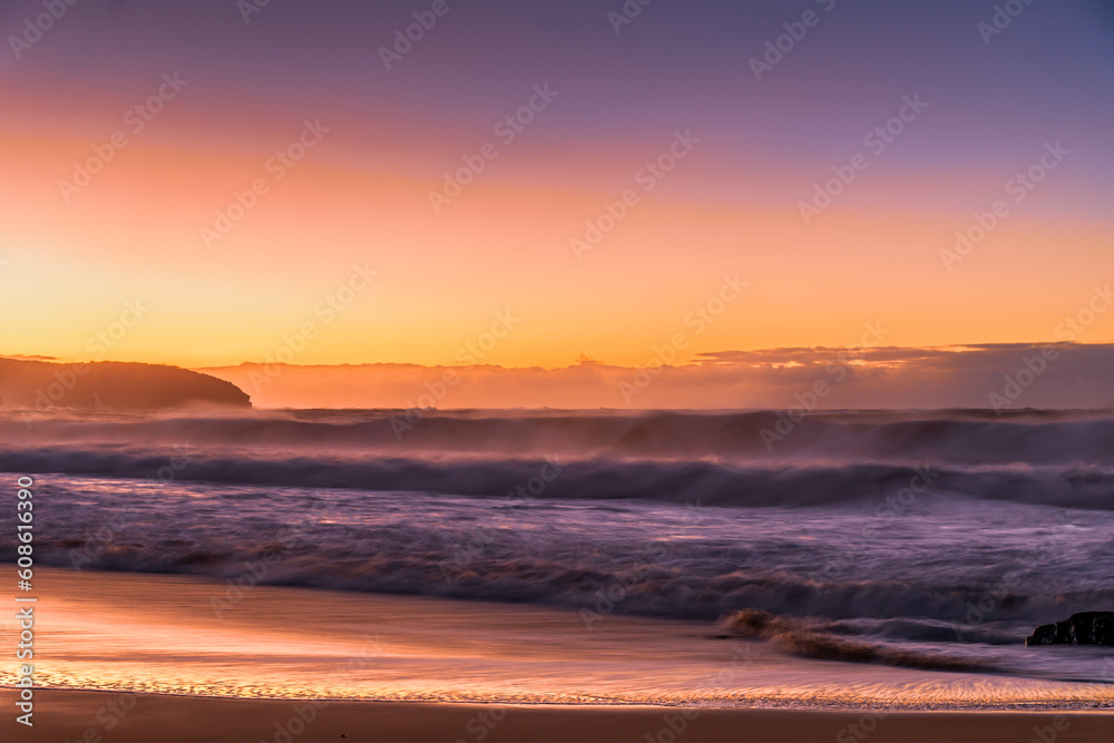 Sunrise and Waves - Surf's up at the seaside
