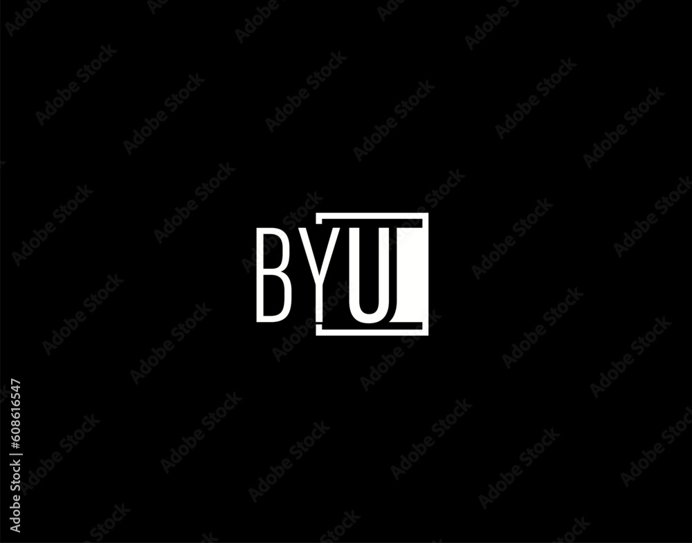 BYU Logo and Graphics Design, Modern and Sleek Vector Art and Icons isolated on black background