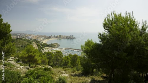 Wallpaper Mural Panorama of the city of Oropesa del Mar from a hill by the sea, Castellon on the coast of Spain. High quality 4k footage Torontodigital.ca