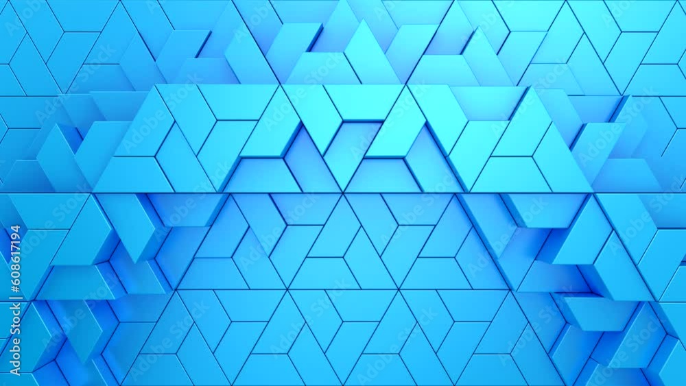 Geometric Shapes Form a Wave. Abstract motion, two color, 3d rendering, 4k resolution

