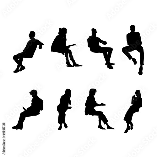 
8 png silhouettes of people who sit work or rest