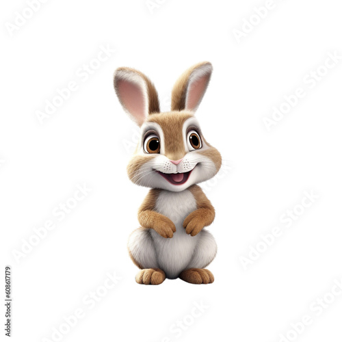 ai generated rabbit holding carrot 3d cartoon character with white background © linen