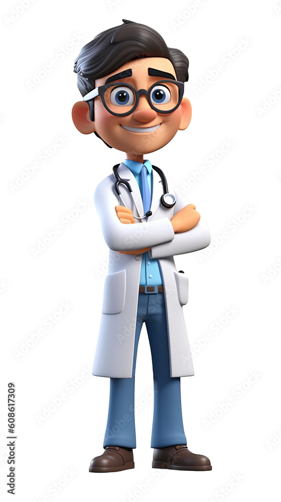 Male doctor or nurse 3d character. Isolated background Male doctor or nurse 3d character. Isolated background
