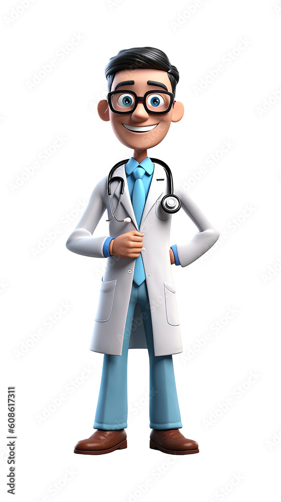 Male doctor or nurse 3d character. Isolated background