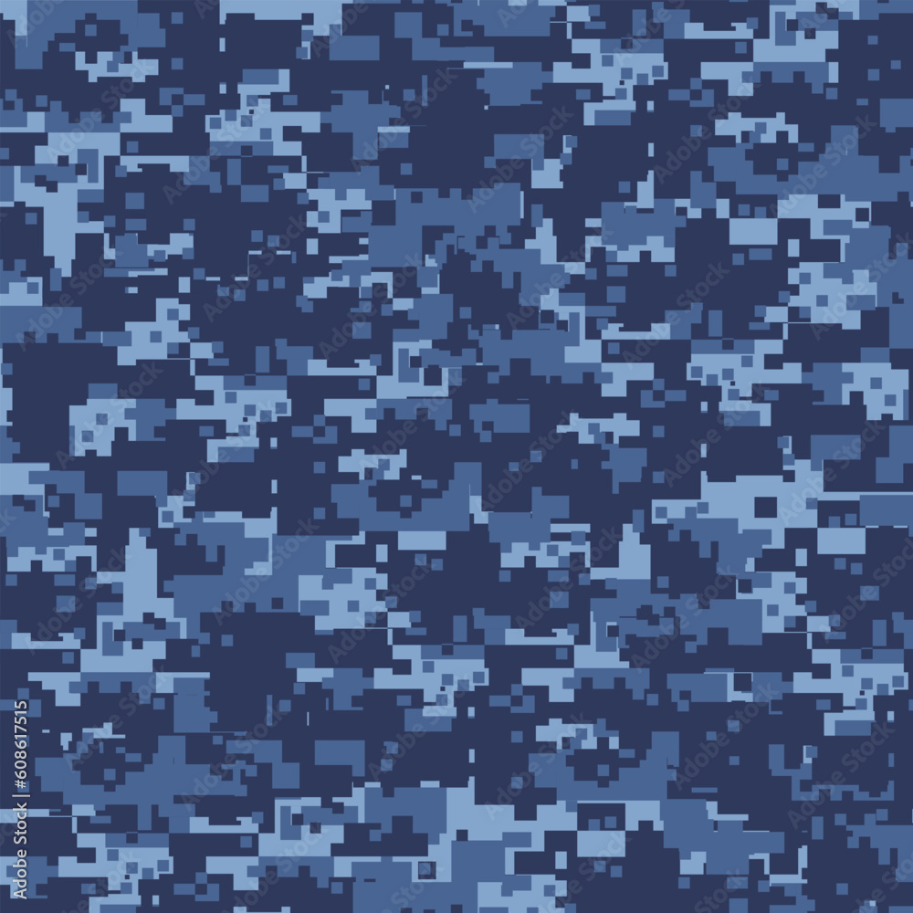 Military blue camouflage seamless pattern. Military blue camouflage seamless pattern.
