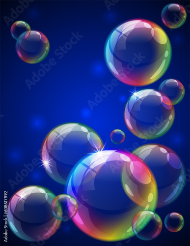 Vector illustration - soap bubbles background. Eps10 vector file, contains transparent objects and opacity mask.