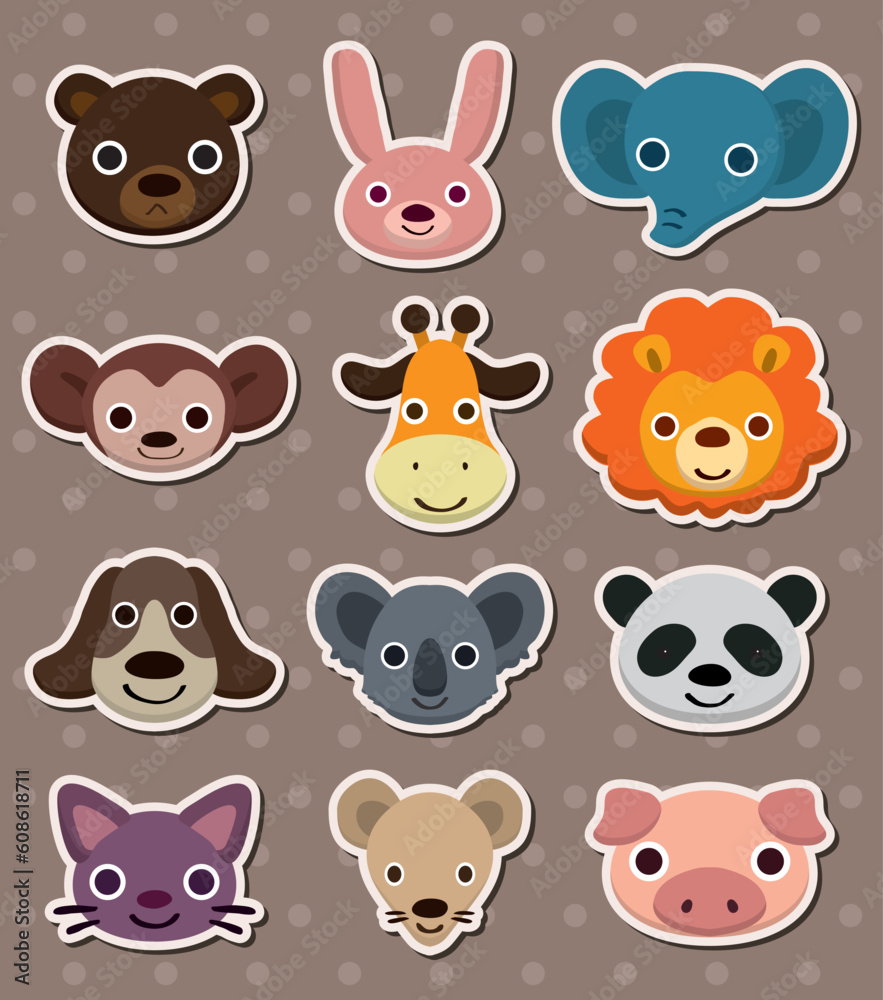 animal face stickers animal face stickers
