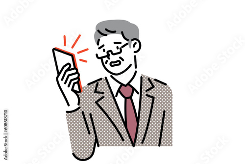 Middle-aged man checking his smartphone