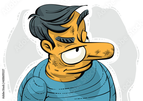 Grumpy old man is staring suspiciously. Looking depressed and gloomy