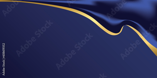 Abstract gold and blue silk vector background luxury blue cloth or liquid wave Abstract or blue fabric texture background. Cloth soft wave. Creases of satin, silk, and Smooth elegant cotton.