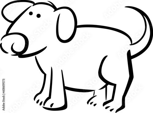 cartoon doodle illustration of dog for coloring book