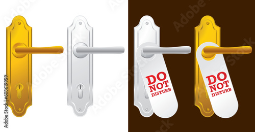 Door handle in gold and silver - vector illustration