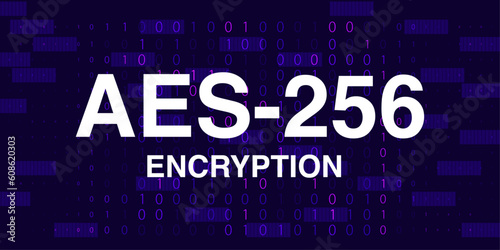 AES-256 Encryption, Advanced Encryption Standard. Data encryption and Network Security Connection. Vector photo