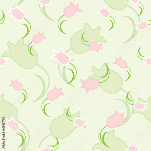 Illustration of a seamless texture with pink flowers
