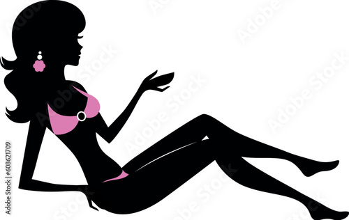 Summer girl silhouette. Vector Illustration