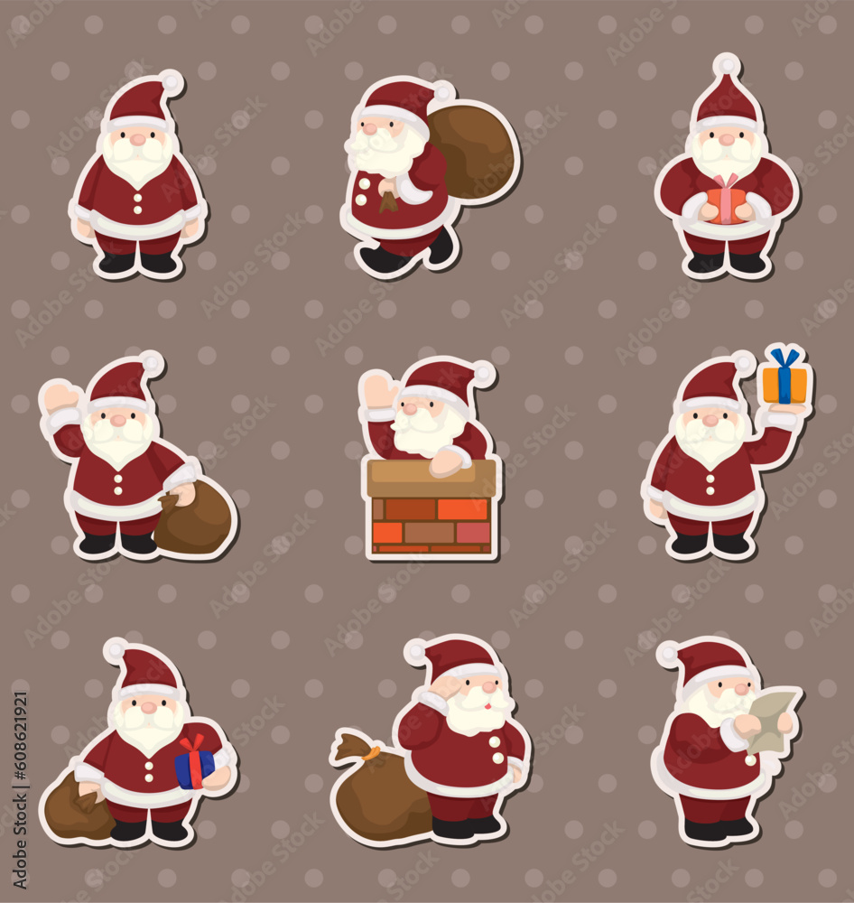 Fototapeta premium cartoon santa claus Christmas stickers