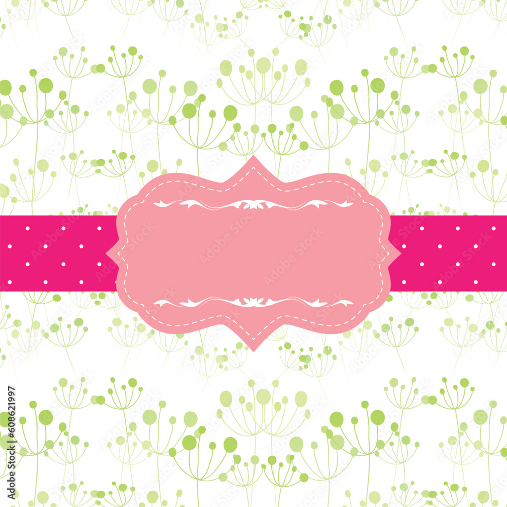 Abstract seamless pattern background with pink ornate frame
