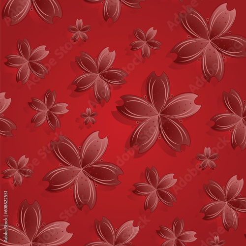 red flowers pattern  abstract seamless texture  vector art illustration