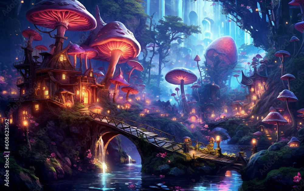 Enchanted Oasis: Captivating Fairy Village in a Mystical Forest
