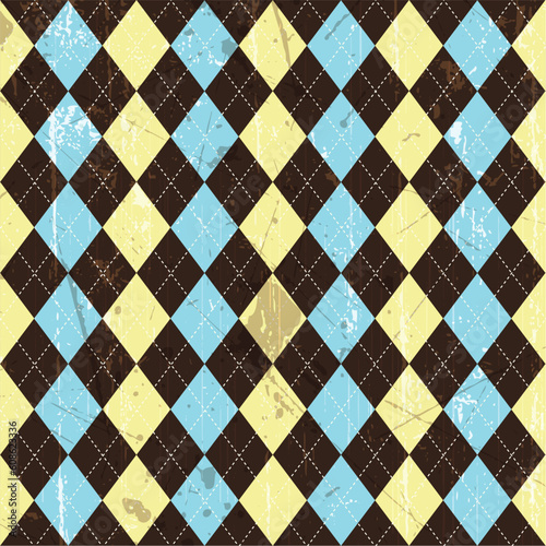 Seamless tiled background of a grunge argyle style pattern