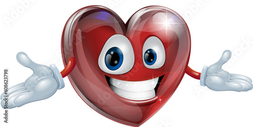 Illustration of a cute smiling heart cartoon man character
