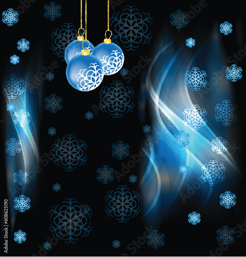 Dark blue Christmas card with glowing waves. Vector eps 10
