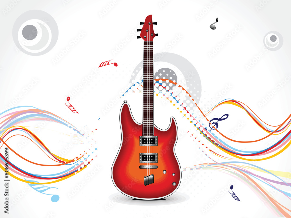 abstract wave background with guitar vector illustration