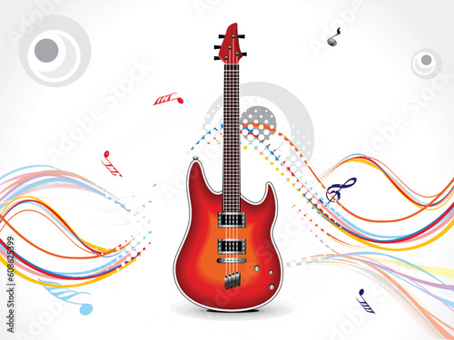 abstract wave background with guitar vector illustration