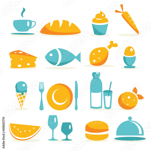 Food icons, vector illustration
