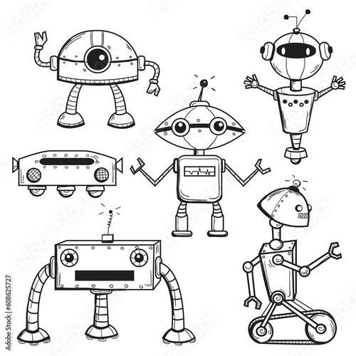 Robots collection, vector illustration