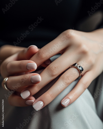 Close up woman's nails with an amazing manicure. Generative AI