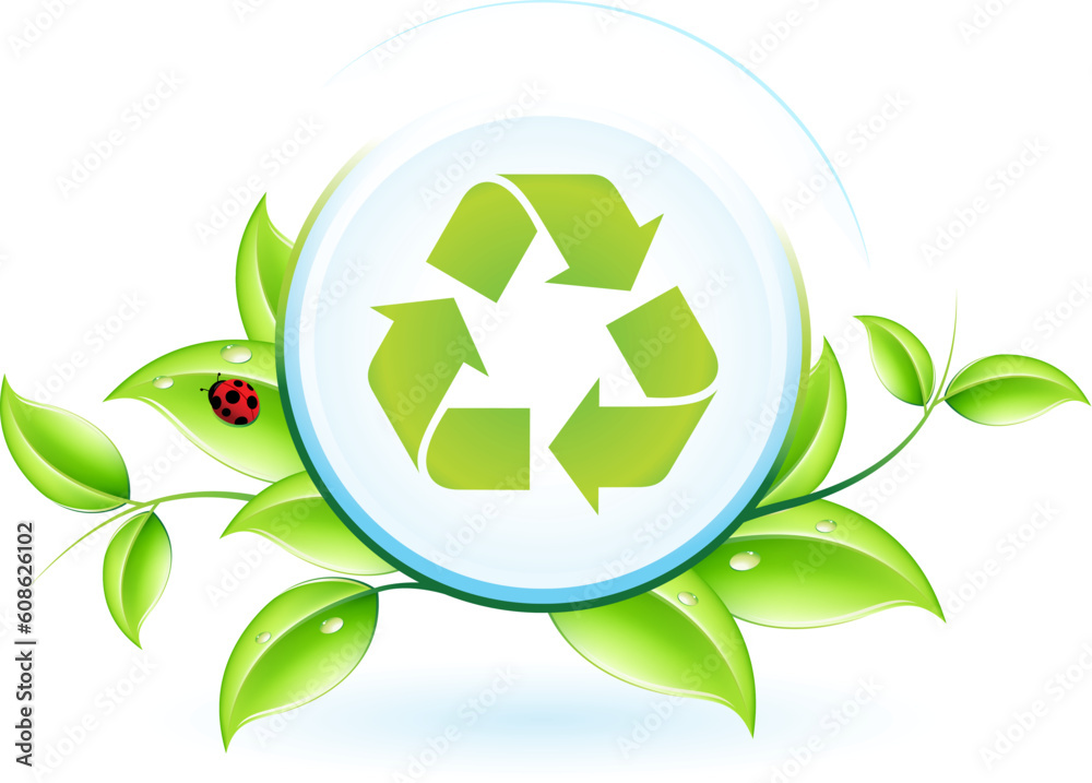 Recycling Symbol with Leaves and Ladybird Recycling Symbol with Leaves and Ladybird
