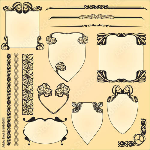 Vintage ornaments for the decoration work. Vector illustration.