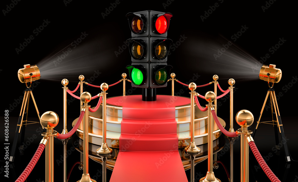 Podium with traffic light, 3D rendering Podium with traffic light, 3D rendering