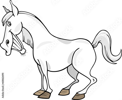 Cartoon illustration of funny gray horse