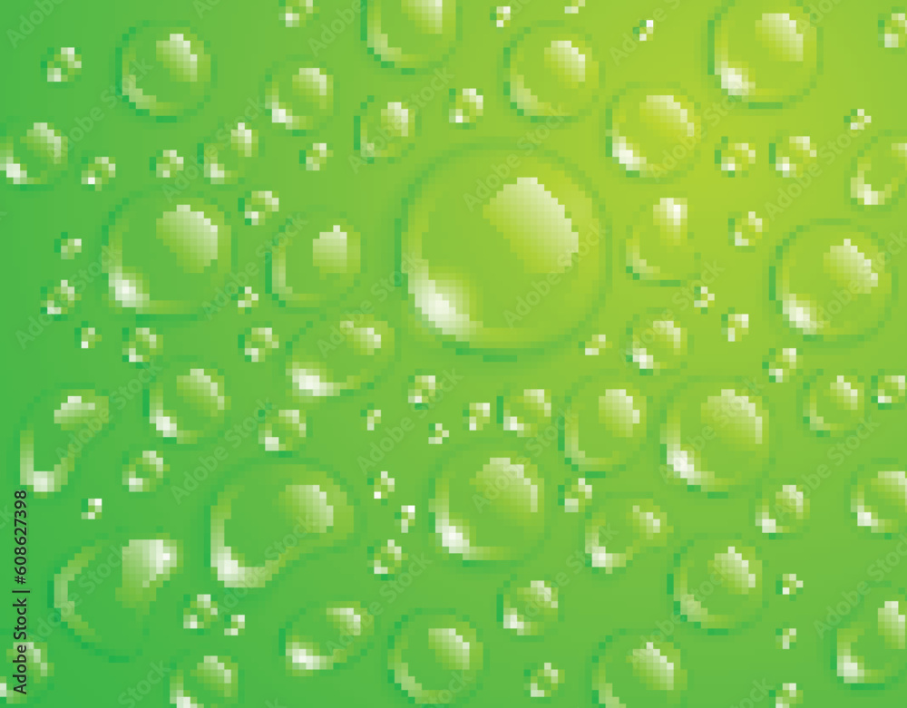 Clean water drop background on green surface