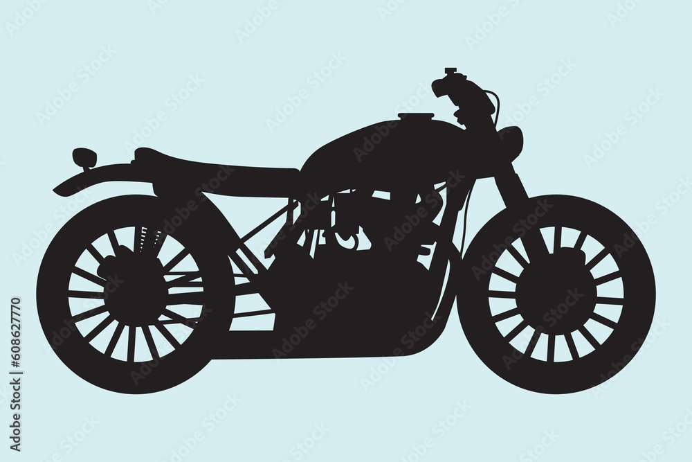 Fototapeta premium Motorcycles vector illustration in black on a blue background
