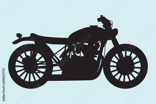 Motorcycles vector illustration in black on a blue background