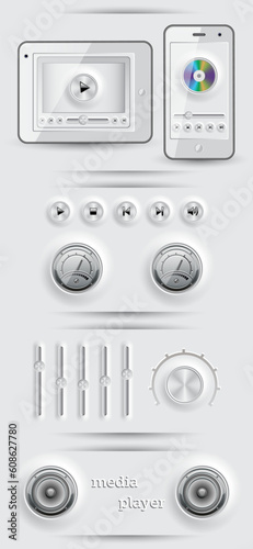 Media icons and buttons. EPS 10 vector illustration.