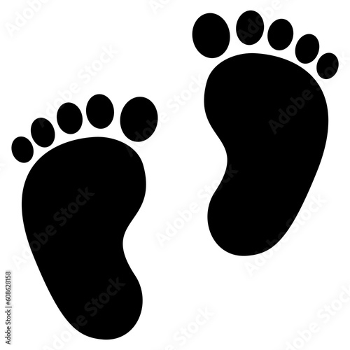 Baby footprint - black small feet icons iolated on white background.