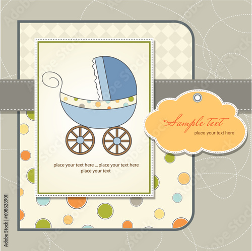 baby card with pram