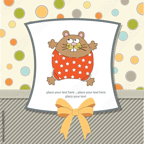 greeting card with cute little rat