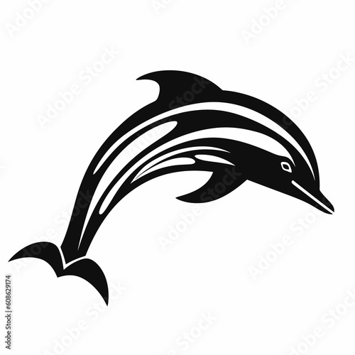 Jumping dolphin on white