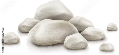 pile of stone isolated on white background. Vector illustration. EPS10. Gradient mesh used. Transparent objects used for shadows and lights drawing.