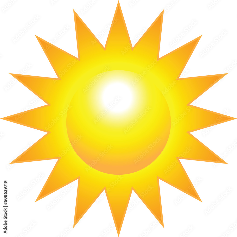 Shining sun isolated on white background. Vector illustration Shining sun isolated on white background. Vector illustration