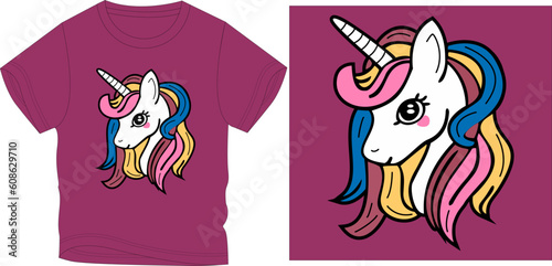 UNICORN THICK HAIR t-shirt graphic design vector illustration 
