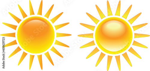 Shining glossy sun set isolated on white background. Vector illustration