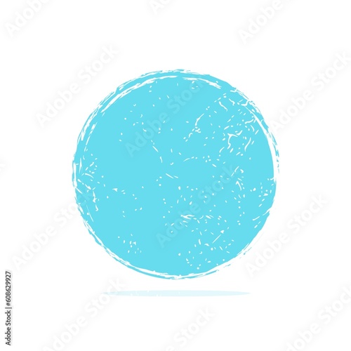 Circle brush stroke isolated on white background. Blue circle brush stroke. For stamp, seal, ink and brush design template. Round grunge hand drawn circle shape, illustration.