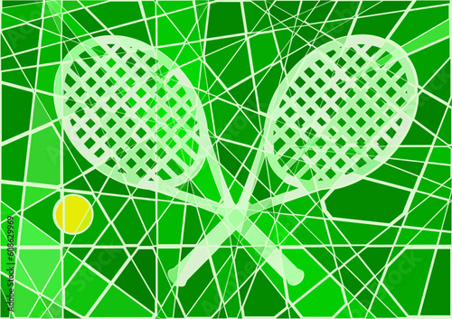 Editable vector mosaic design of grass court tennis